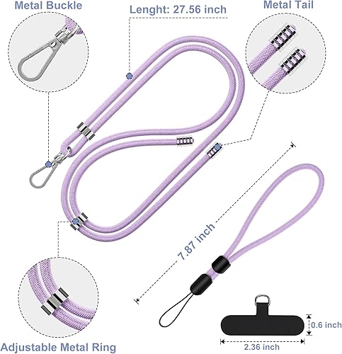 Miniatura 59 de takyu Cordón para teléfono celular, correa ajustable para el cuello y 2 correas de muñeca para teléfono con parches de sujeción para teléfono