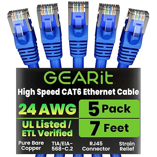 Miniatura 33 de GearIT cable Ethernet de 0.5 pies Cat6 - Cable para computadora a red LAN, color negro, Negro Negro -,Azul,Gris,Rojo