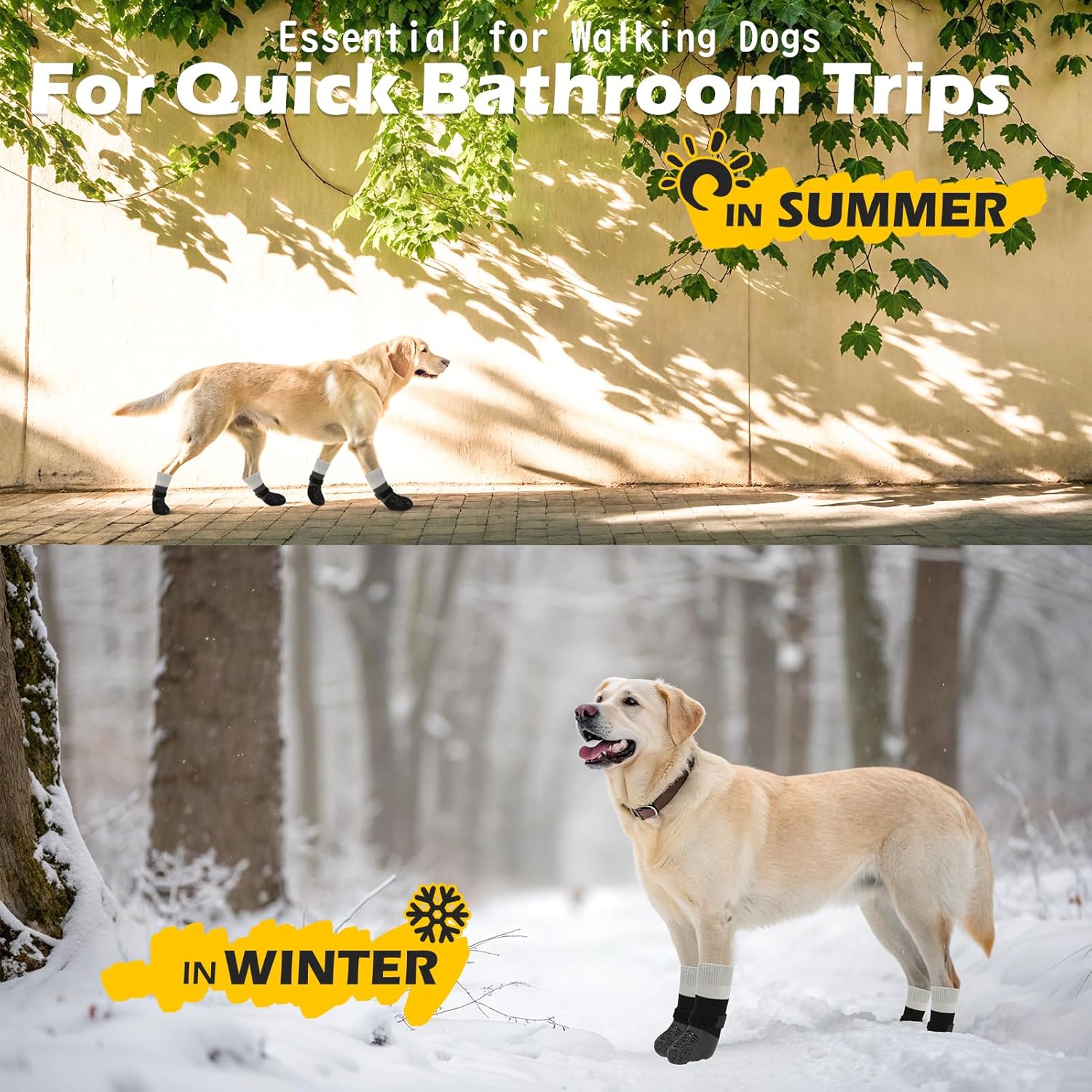 EXPAWLORER Anti Slip Dog Socks to Prevent Licking Paws, Dog Shoes for Hot Pavement, Dog Booties for Hardwood Floors, Dog Boots & Paw Protectors with Grippers for Small Medium Large Senior Dogs M