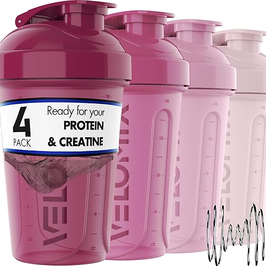 -4 PACK- 20 OZ Protein Shaker Bottles for Protein Mixes, Shaker Cups for Protein Shakes, Small Shaker Bottle Pack, Shaker Cup, Shakers for protein Shakes (Berry Blend-4 Pack)
