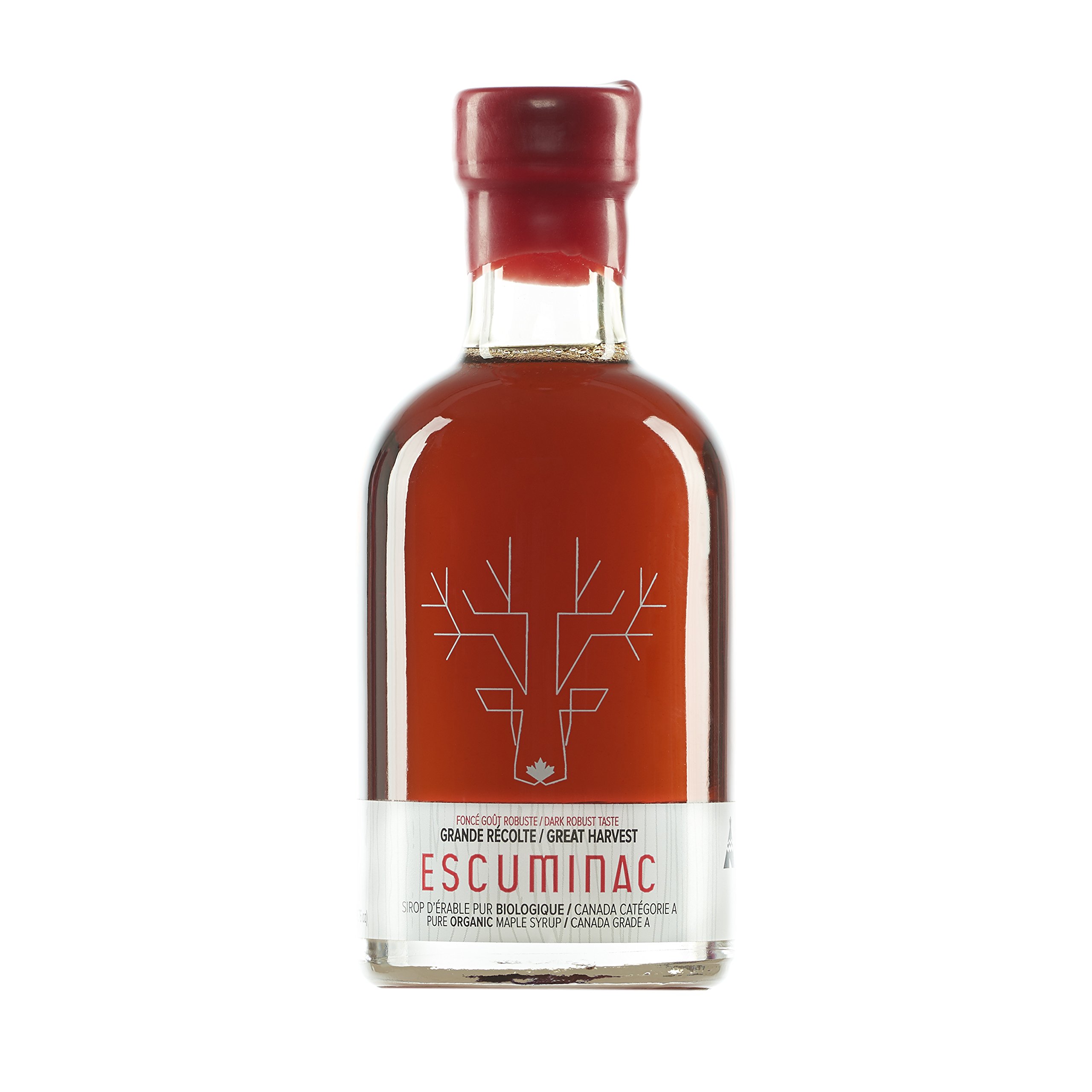 Escuminac Sirop D'Érable Pur Et Premium - Grande Récolte - Canada Catégorie A - Grade A Foncé Goût Robuste - 200 ml - Parfait Pour Cocktails, Recettes Relevées - Produit Du Québec