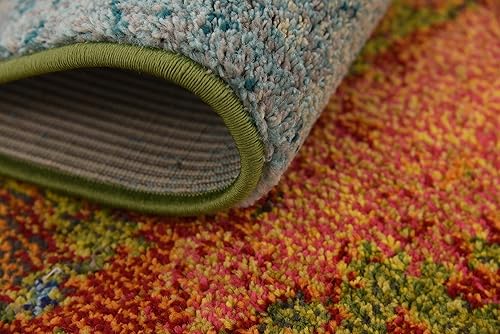 Miniatura 9 de Unique Loom Estrella Collection - Alfombra floral, paisaje, abstracto, moderna, campos, 2 pies 7 pulgadas x 10 pies, multicolor verde