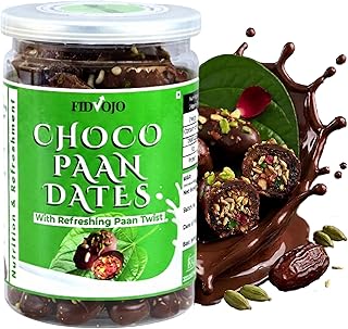 FIDVOJO Luxury Choco Paan Stuffed Dates – Banarasi Paan Filled Premium Dates with Dark Chocolate Coated | Guilt-Free Healt Price In India