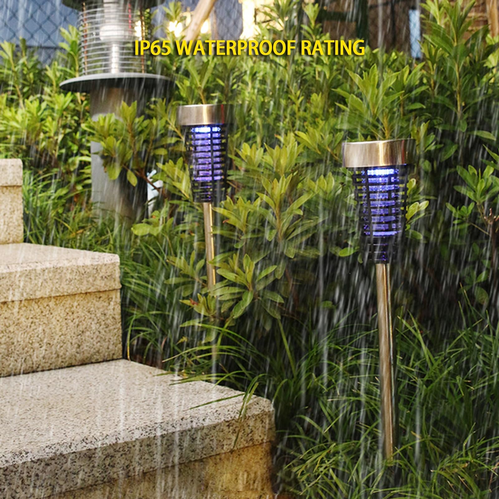 Insetticida Solare per Esterni 2 Pack di Mosche Assassine da Campo Patio Impermeabile Repellente per Zanzare Trappola a Luce LED per Insetti per Giardino, Campeggio, Picnic