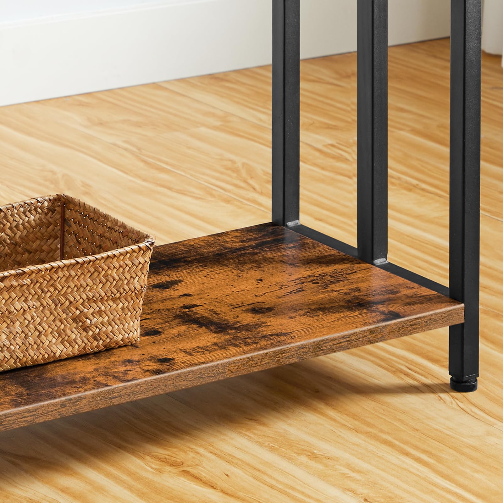 HOOBRO Porte-Serviettes, Range-Serviettes avec 3 Barres, Support Salle de Bain, Étagère de Rangement, 60 x 28 x 81 cm, pour Serviettes, Couvertures, Journaux, Marron Rustique et Noir EBF06LB01
