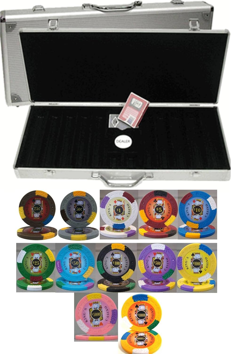 Set de poker con 500 fichas Clay 13.5g y estuche aluminio