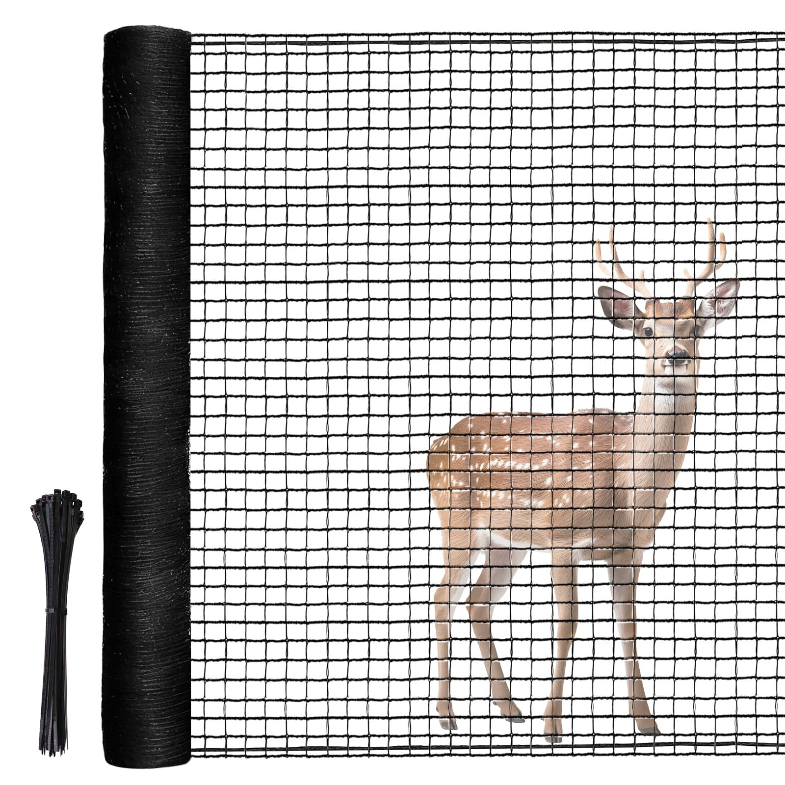 Photo 1 of Deer Fence, RIFNY 4 x 100 FT Temporary Fence for Garden Outdoor Yard, Plastic Mesh Fencing Netting to Protect Plants Fruit from Deer Dogs Chicken Animal (Black)