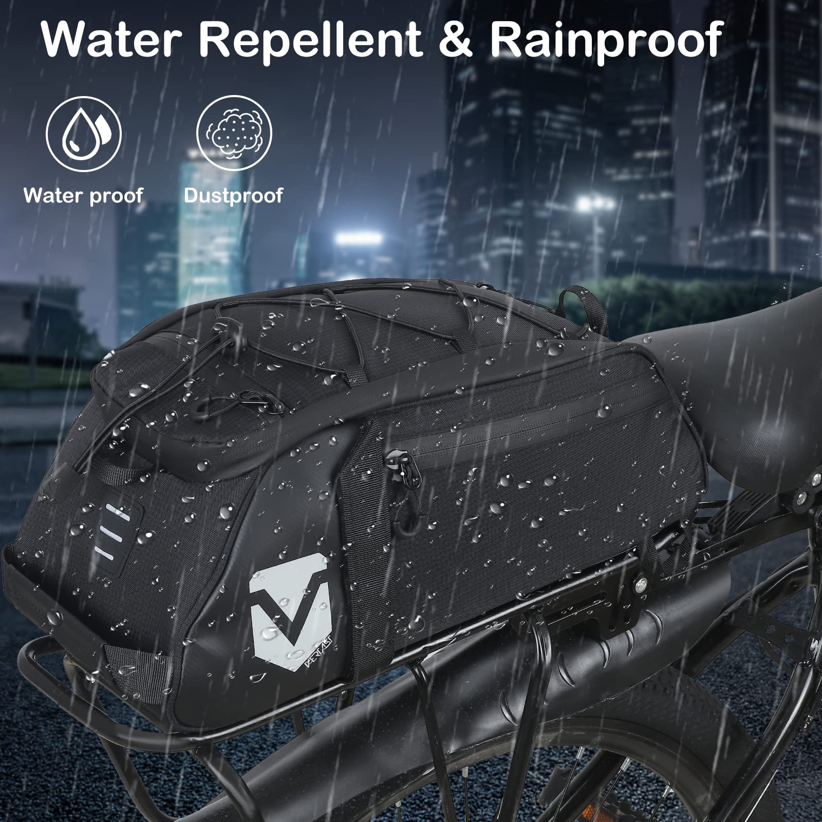 Fahrradtasche für Gepäckträger mit Kühlfunktion 8L Volumen, Isolierende wasserdicht Gepäckträgertasche mit Regenschutz, Fahrradtaschen Umhängetasche mit Rucksackfunktion, (Schwarz5)