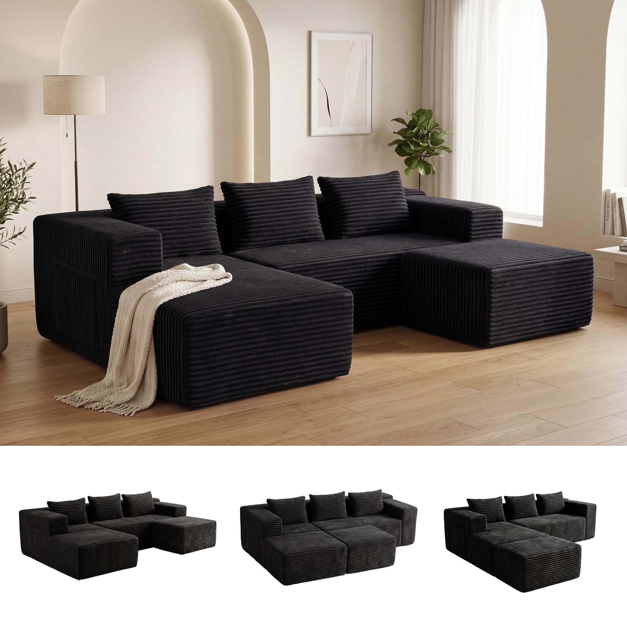 zzlay Modular Boneless U-Shaped Couch