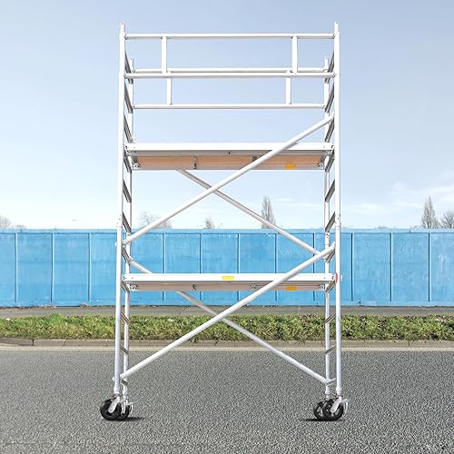 Miniatura 6 de Ruedas de andamio de 6 x 2 pulgadas, ruedas de alta resistencia, ruedas giratorias de goma de doble bloqueo de 360 grados, juego de 4 con capacidad