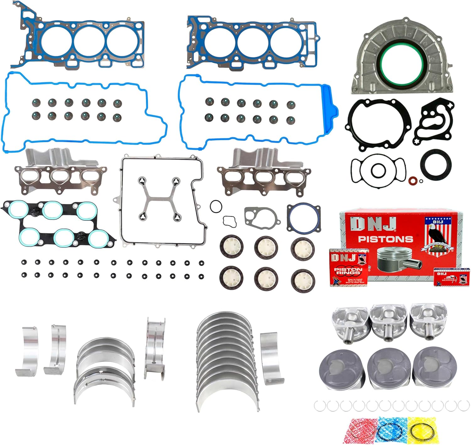 DNJ EK3210 Engine Rebuild Kit for 2009-2011 Buick, Chevrolet, GMC, Saturn Acadia, Enclave, Outlook 3.6L V6 24V DOHC 3564cc