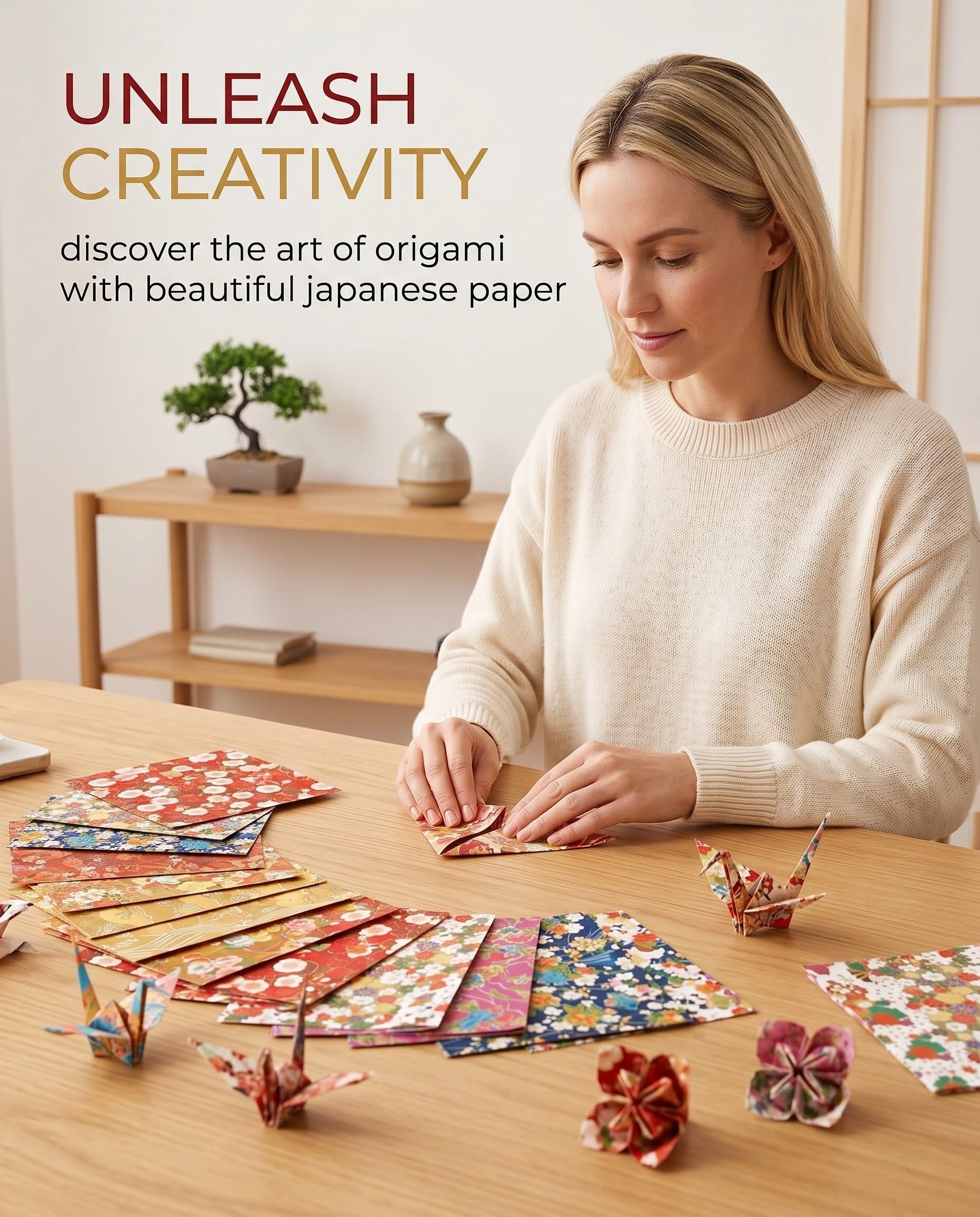 Papel Origami 15x15 cm 60 Hojas Papel Japones Tradicional con Diseños Florales y Doble Cara,origami para niños, para Manualidades y Decoración Papel de Origami de Alta Calidad