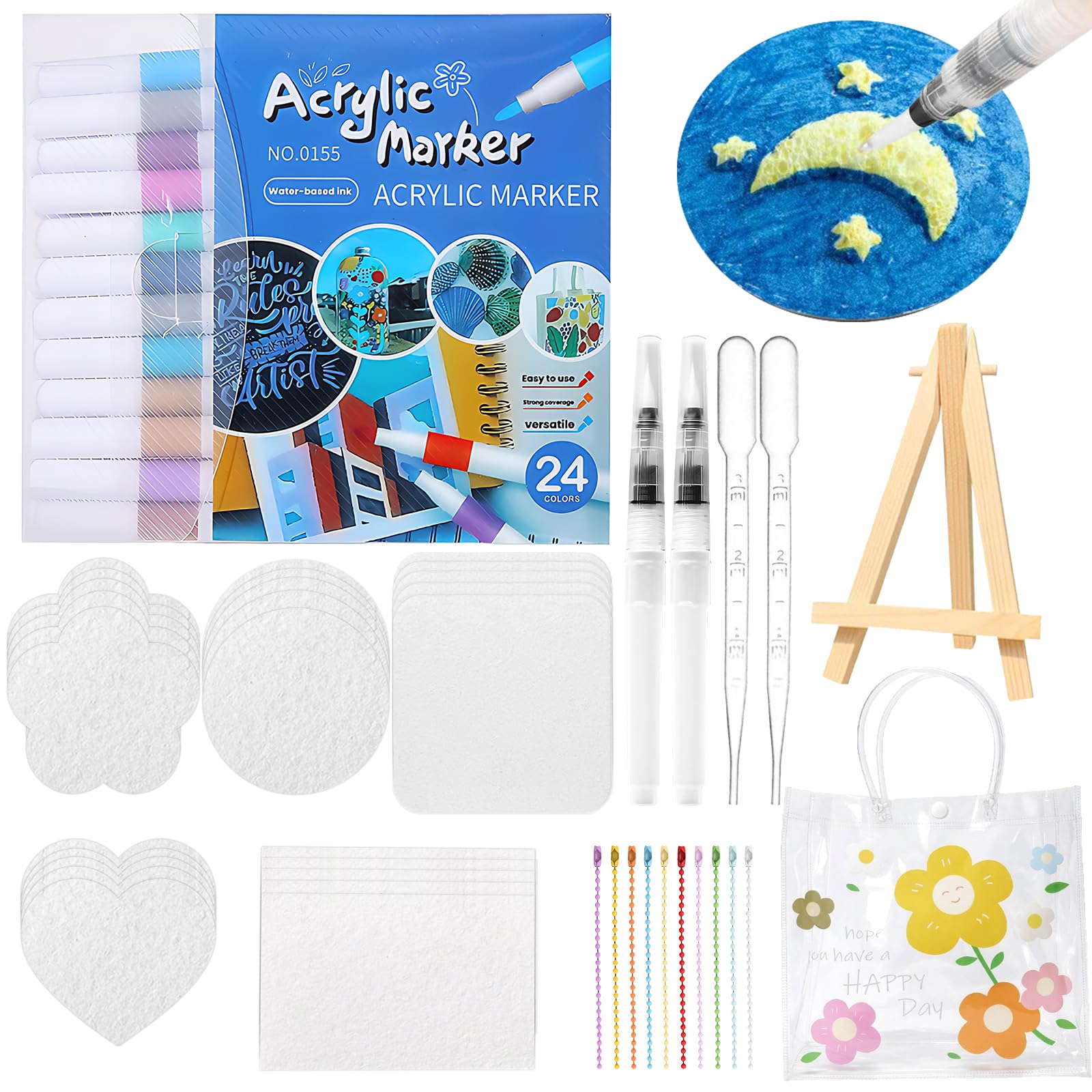 Muwaloe 65 Pcs Magic Foam Texture Painting Kit 3D Puffy Paint Art Kit
