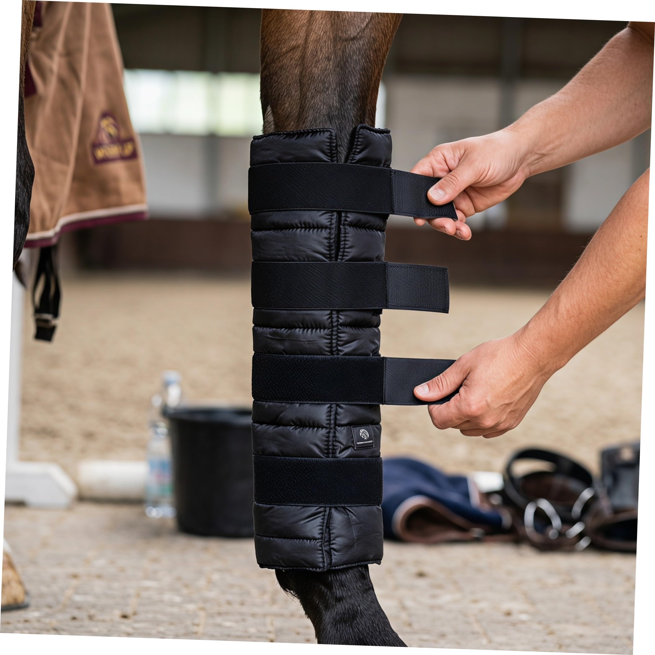 ERINGOGO Horse Ice Leg Wraps with Adjustable Straps Washable Cooling Boots for Horses Ergonomic Fit for Equestrian Training And Injury No-slip Design for Stable Muscle Swelling Relief
