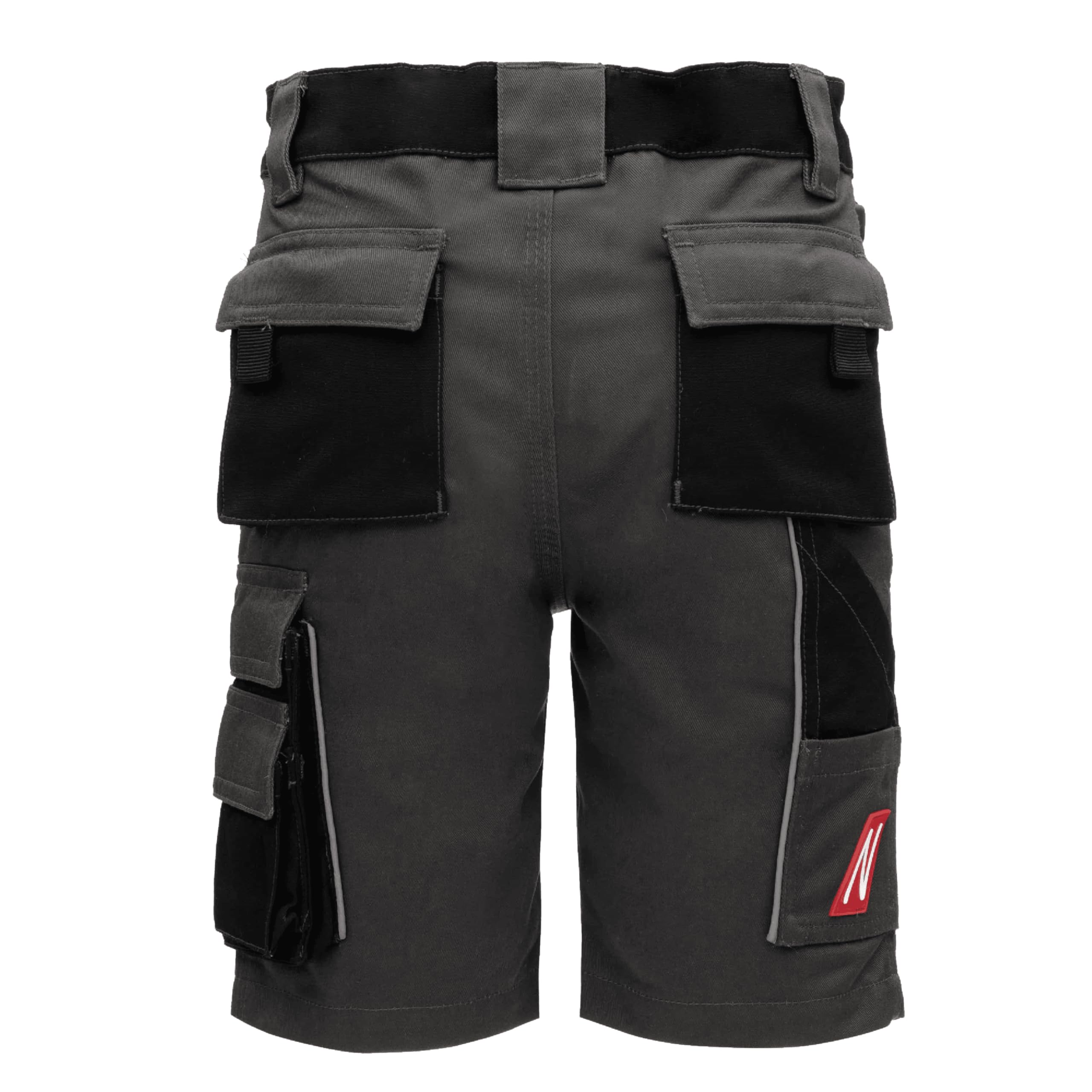 Nitras Motion TEX Kids 7602 Kinder-Outdoorhose - Arbeitshose Kurz - Garten-Hose mit Werkzeug-Taschen - Grigio