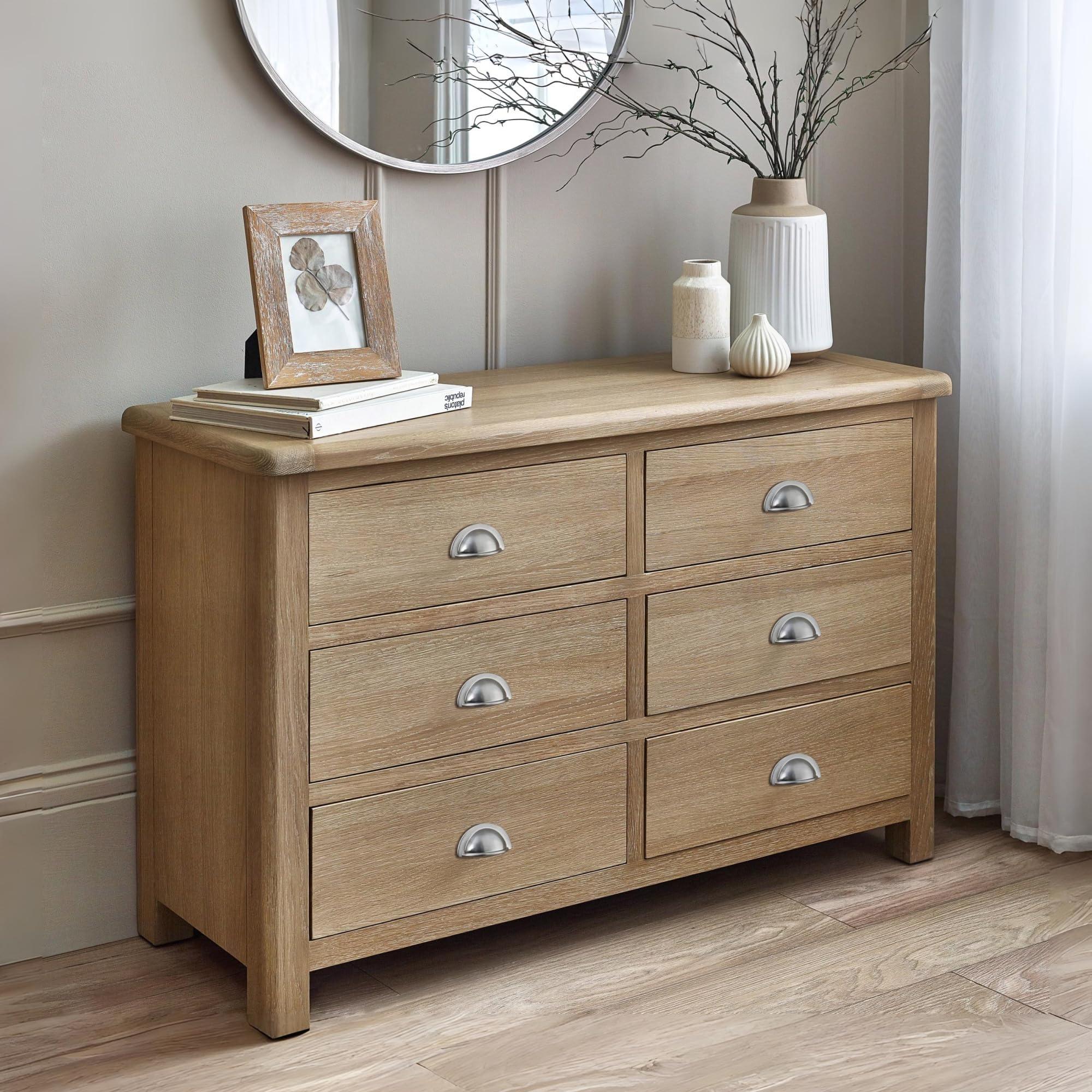 Julian Bowen - Memphis 6 Drawer Wide Chest - Oak - Light Oak