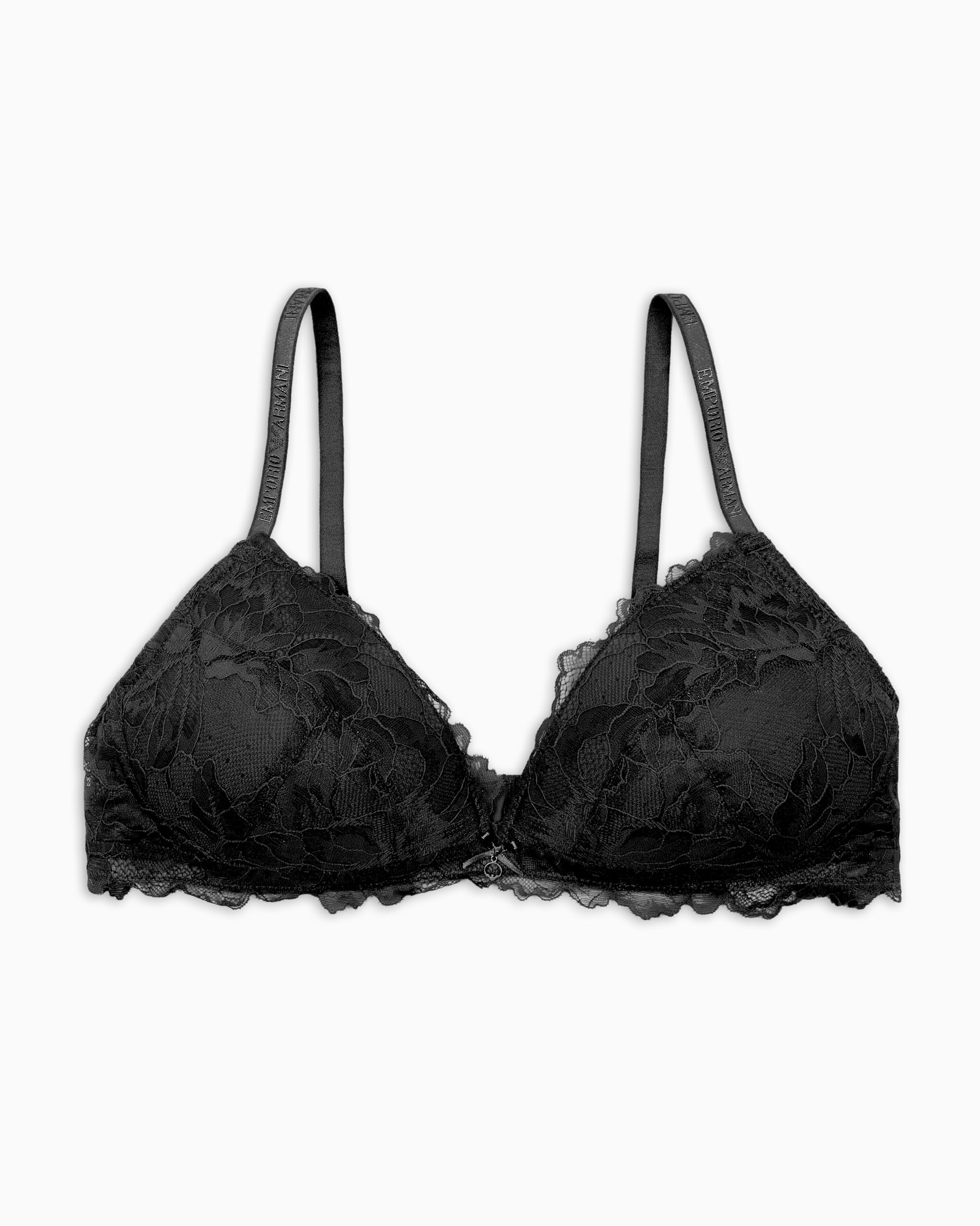 Emporio Armani Woman Eternal Lace Padded Triangle Bra Black XL