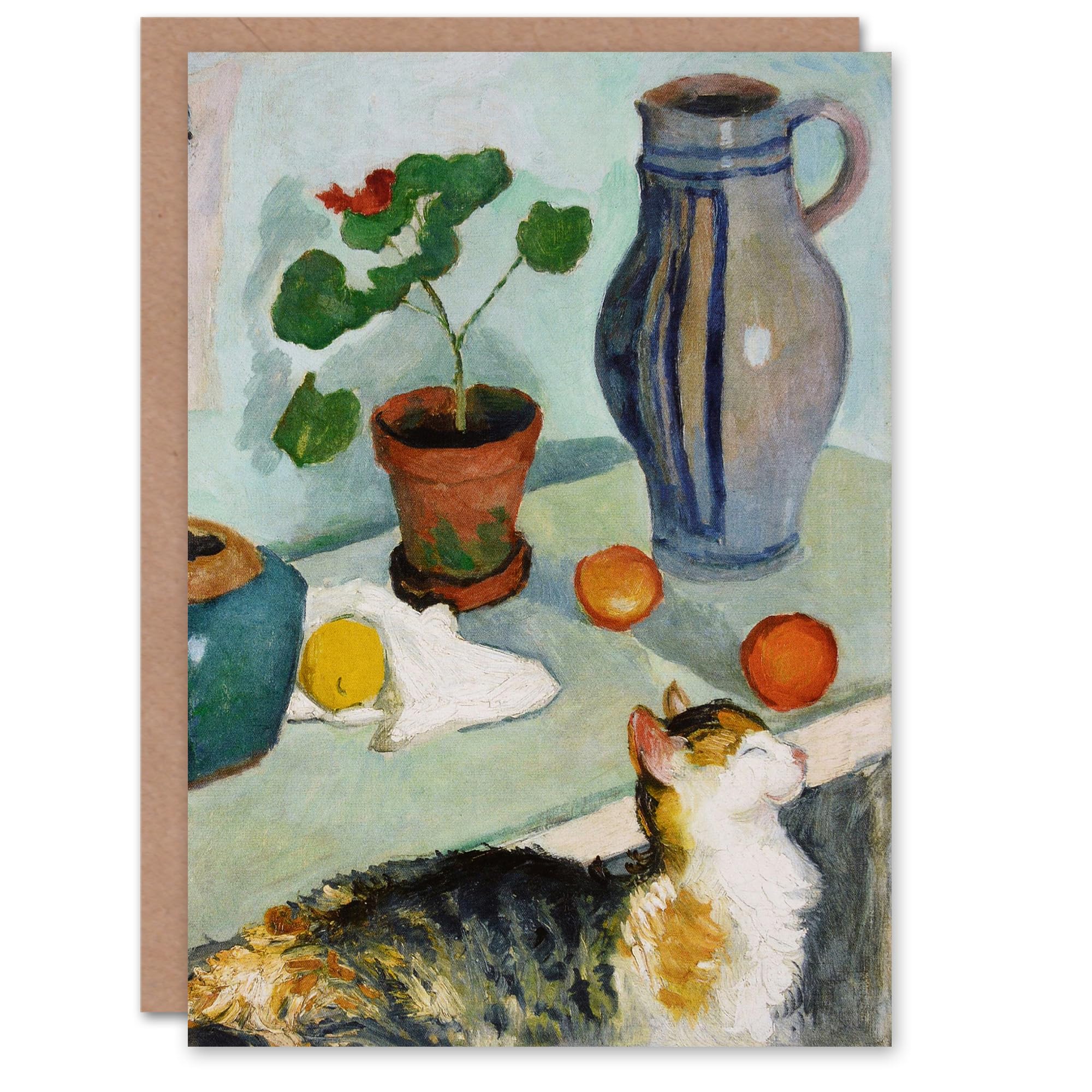 Artery8 August Macke Art Card Still Life With a Cat Oil Painting