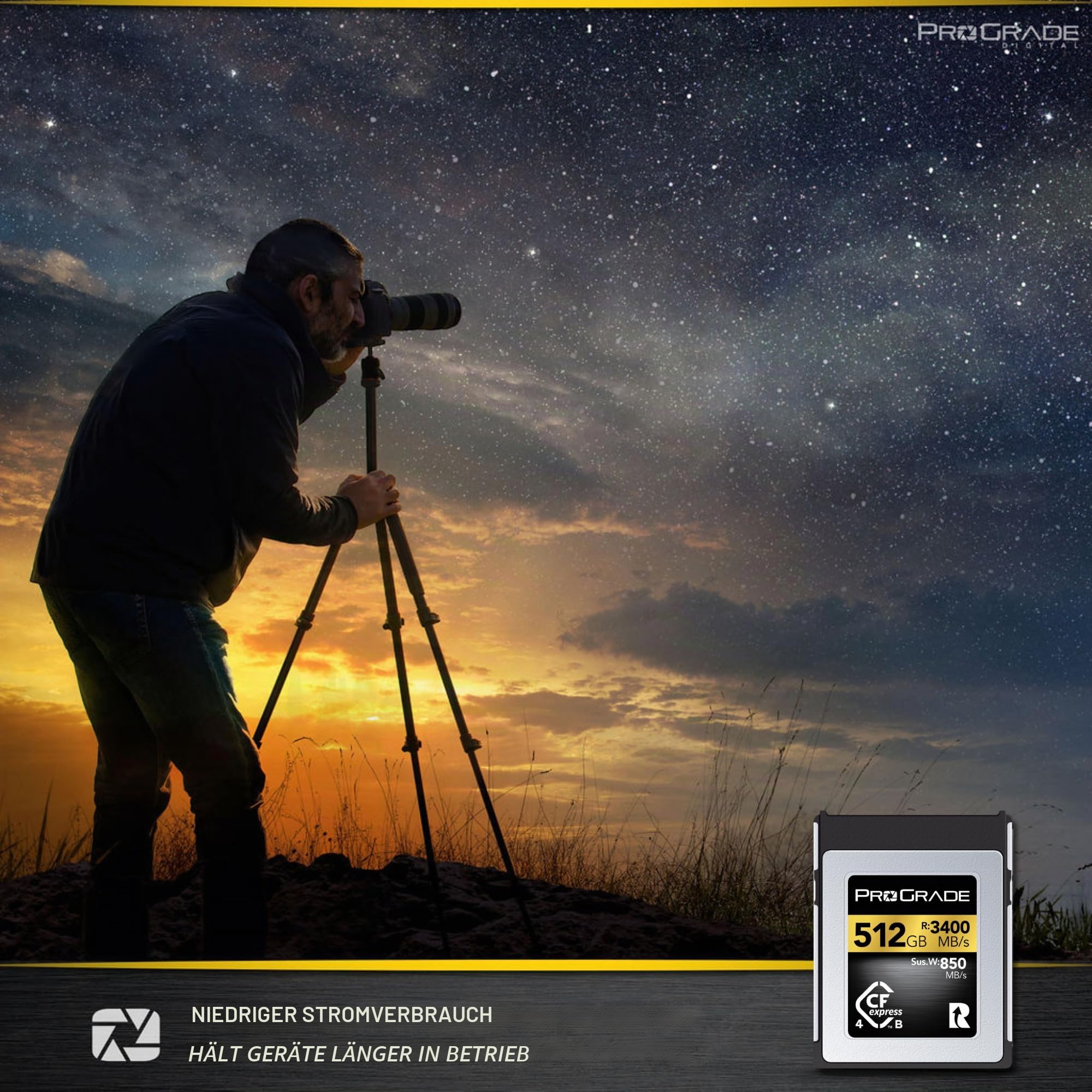 ProGrade Digital CFexpress 4.0 Typ B Speicherkarte für Kameras, optimiert für Express-Übertragung von Dateien und großen Speicher, 512 GB Gold-Serie