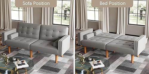 Miniatura 4 de Furmax Sofá cama convertible reclinable, sofá cama reclinable tapizado, sofá futón plegable de tela moderna para sala de estar compacta, apartamento