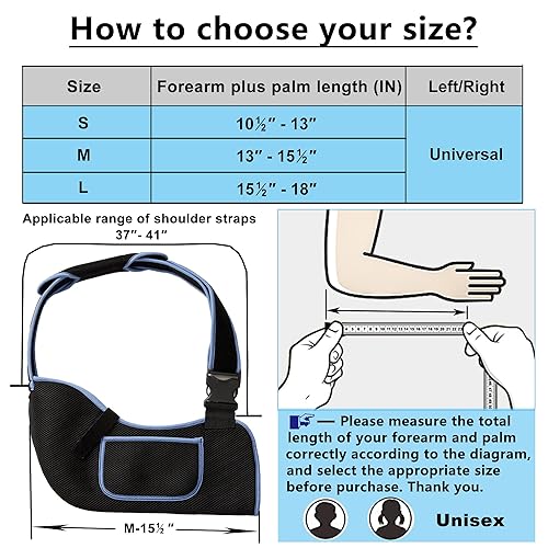 Miniatura 5 de VISKONDA Inmovilizador de hombro para brazo  Soporte de puño giratorio  Cómodo tirante médico para lesiones de hombro, brazo izquierdo y derecho,