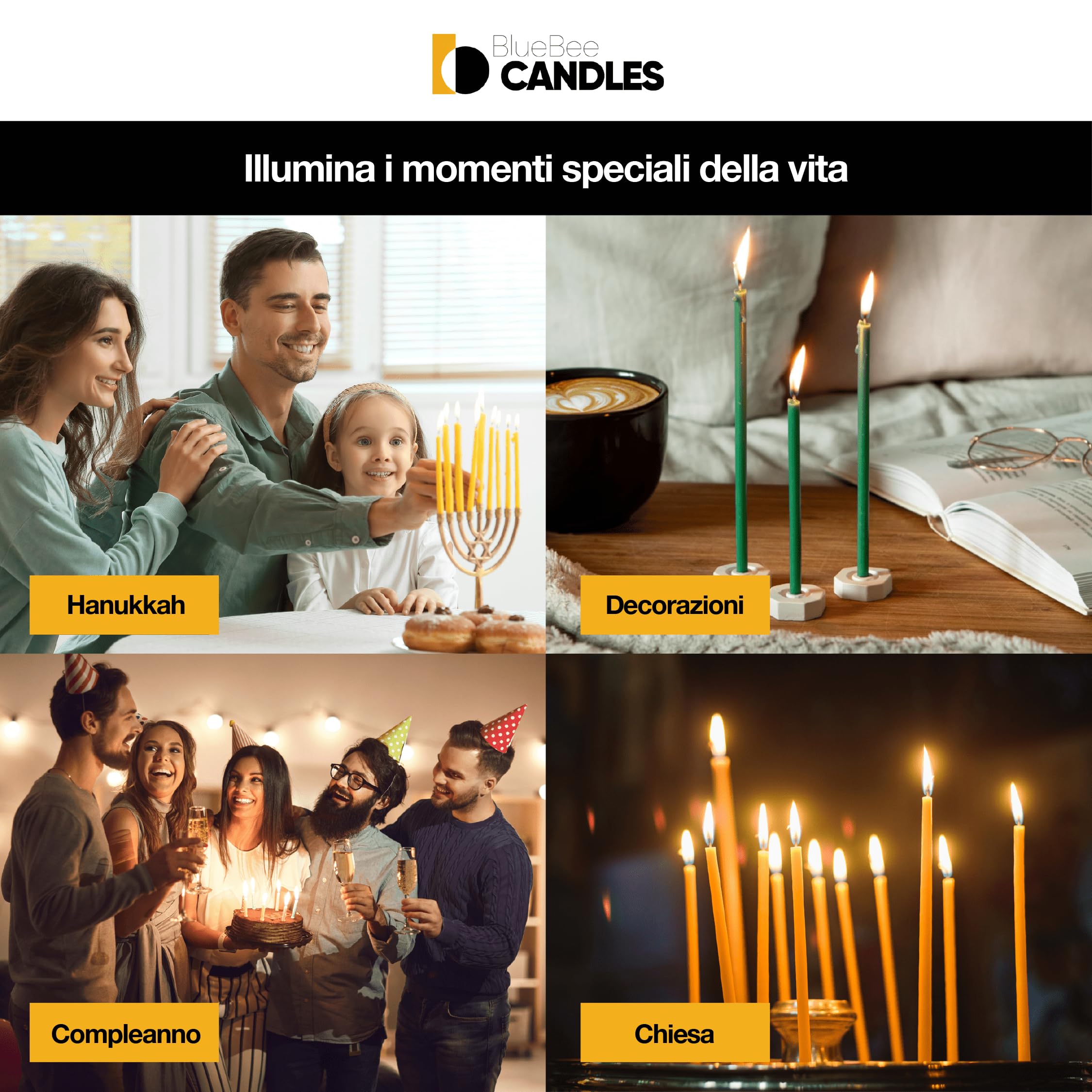 Candele In Cera D'api Pura Per La Casa - 40 Candele Sottili E Alte 2 Supporti, Combustione Prolungata, Per Preghiere In Chiesa, Hanukkah, Torta Di Compleanno, Natale E Avvento - Foto 4