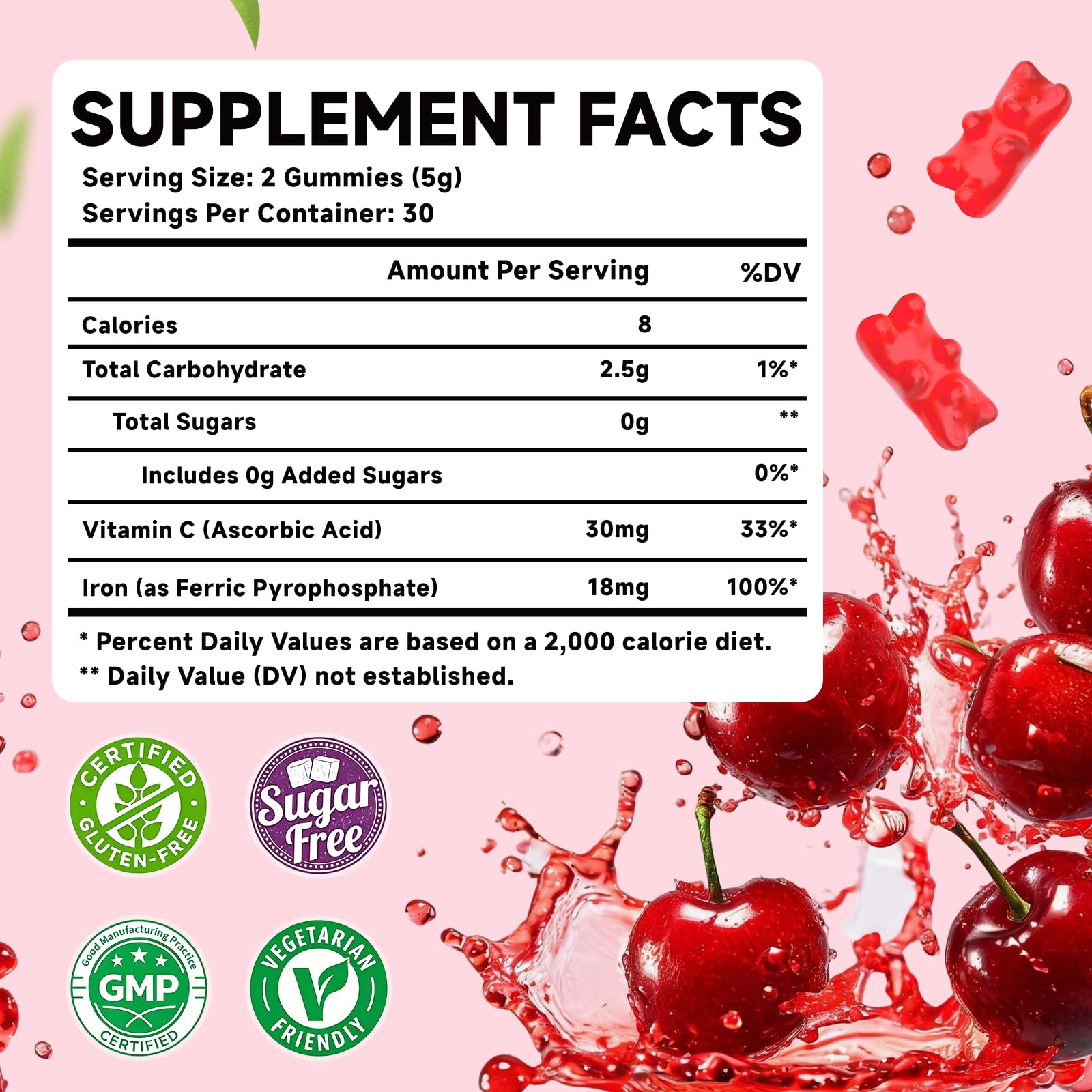 Iron Gummies with Vitamin C, High Absorption 18mg Iron Supplements — Amazon image 2