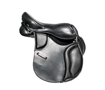 Leather Treeless Pony Saddle Soft Flexible All Purpose Riding Saddle for Maximum Comfort and Horse Freedom Black 14 Inch Seat