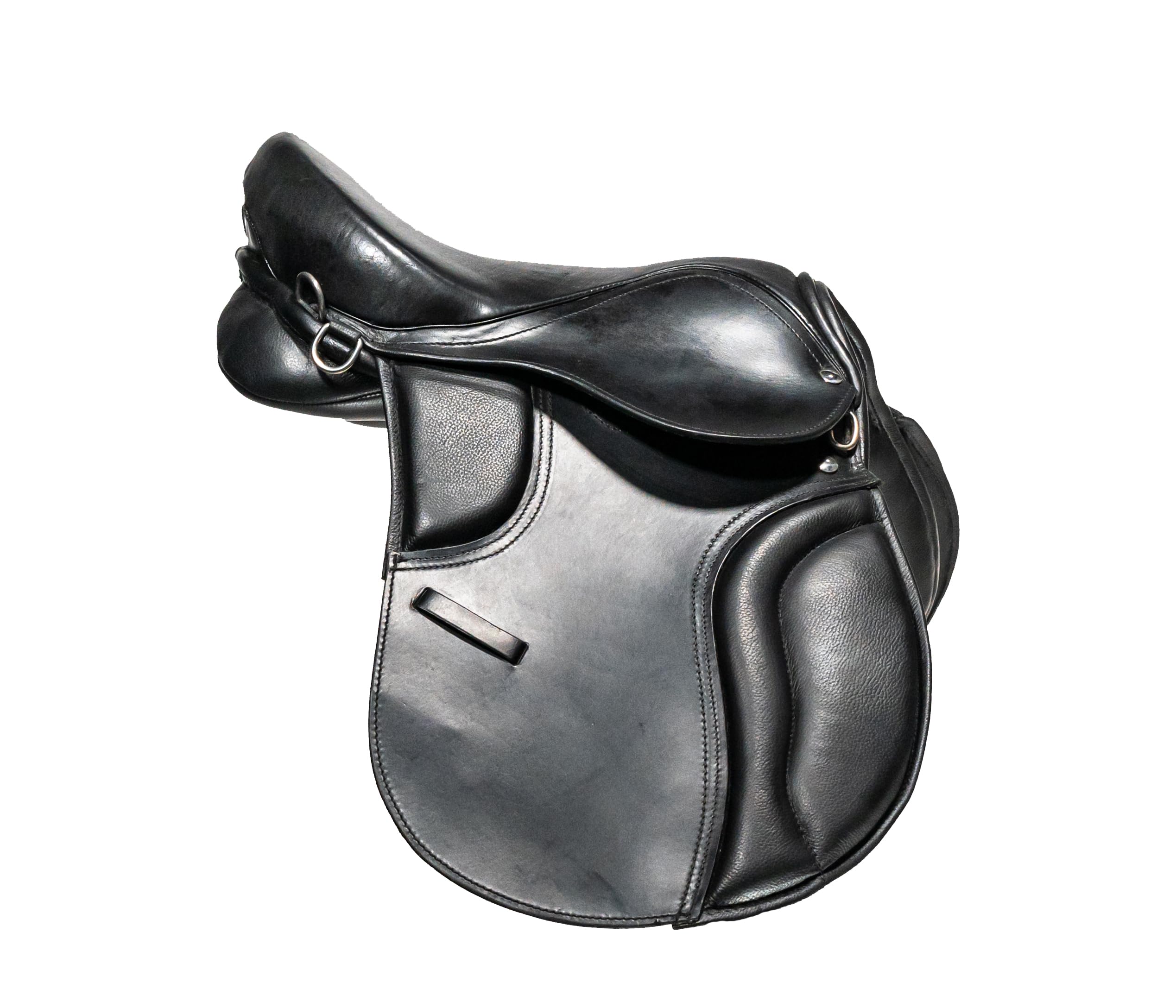 Leather Treeless Pony Saddle Soft Flexible All Purpose Riding Saddle for Maximum Comfort and Horse Freedom Black 14 Inch Seat
