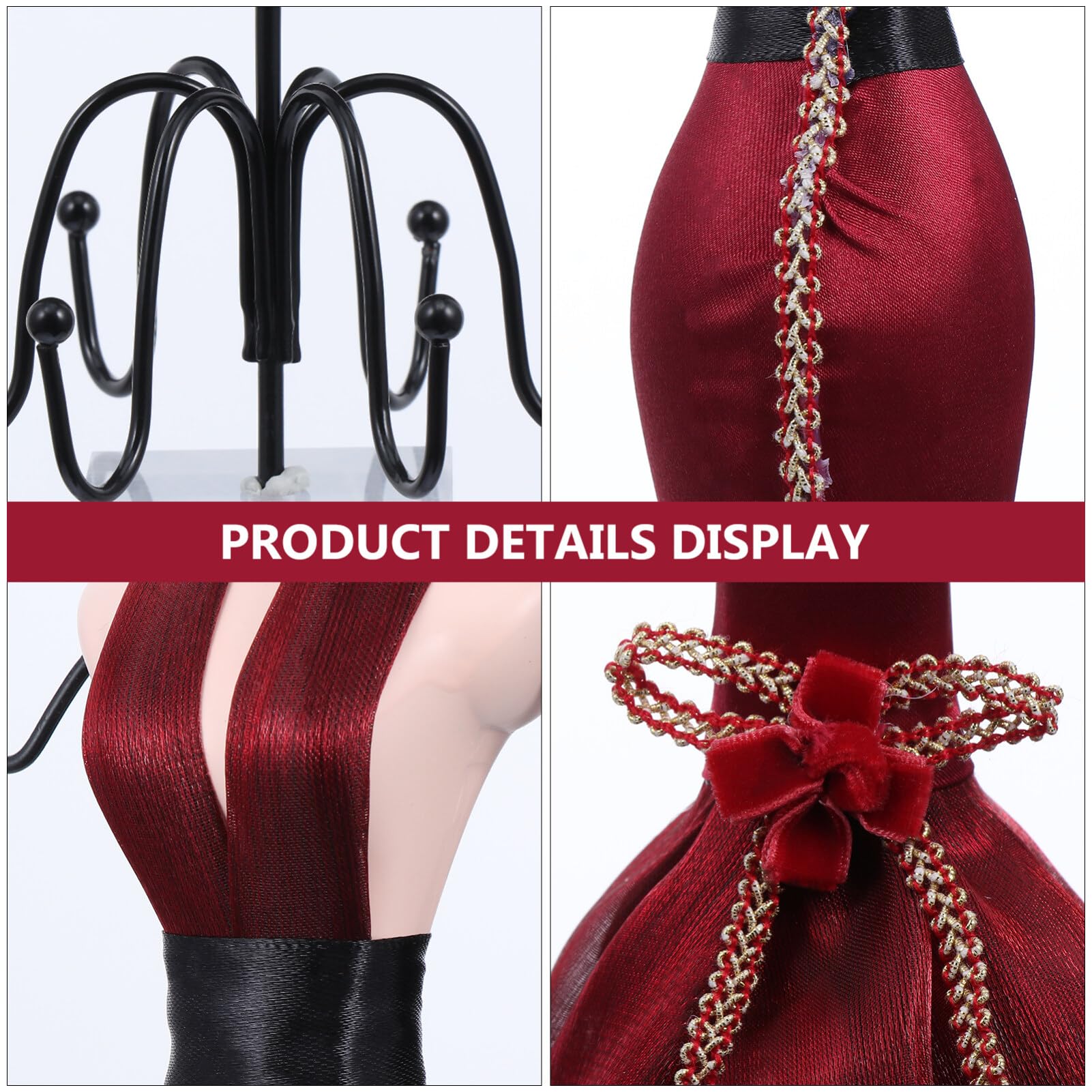 BESPORTBLE Claret Jewelry Display Stand Model Dress Earring Necklace Ring Jewelry Holder Mannequin Stand Hanging Jewelry Tower Rack for Girls Women