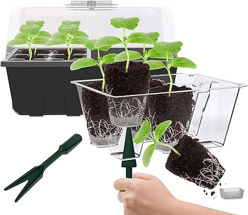 Gardzen Paquete de 10 bandejas de inicio de semillas, bandejas emergentes de germinación de plantas, kit de inicio de semillas con cúpula ventilada