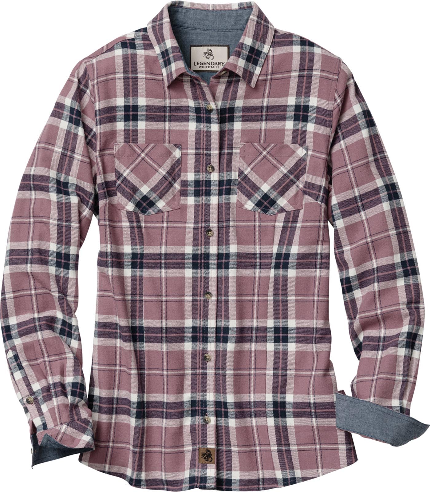 Legendary Whitetails Womens Long Sleeve Plaid Button Up 100% Cotton Flannel Shirt (Camellia Garden Plaid, X-Large)