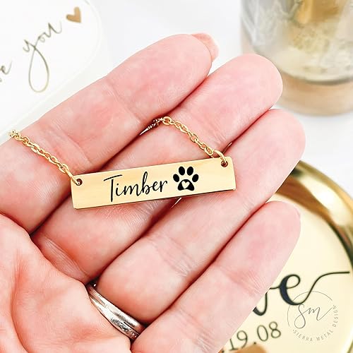 Miniatura 5 de Dog Mom Gift Pet Lover Gift Personalized Pet Necklace Paw Print Gift For Dog Owner Gift For Dog Mom Stainless Steel Rose Gold Silver Gold The Sadie