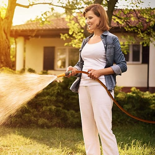 Miniatura 7 de Worth Garden Hybrid Manguera de jardín de 25 pies, sin fugas, manguera de agua flexible y ligera de 58 pulgadas, accesorios de macho a hembra