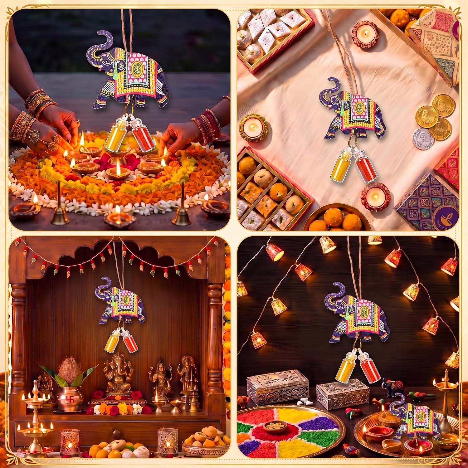 DoubleFill 20 Set Puja Return Gift Bulk Haldi Kumkum Holder, Ganesha