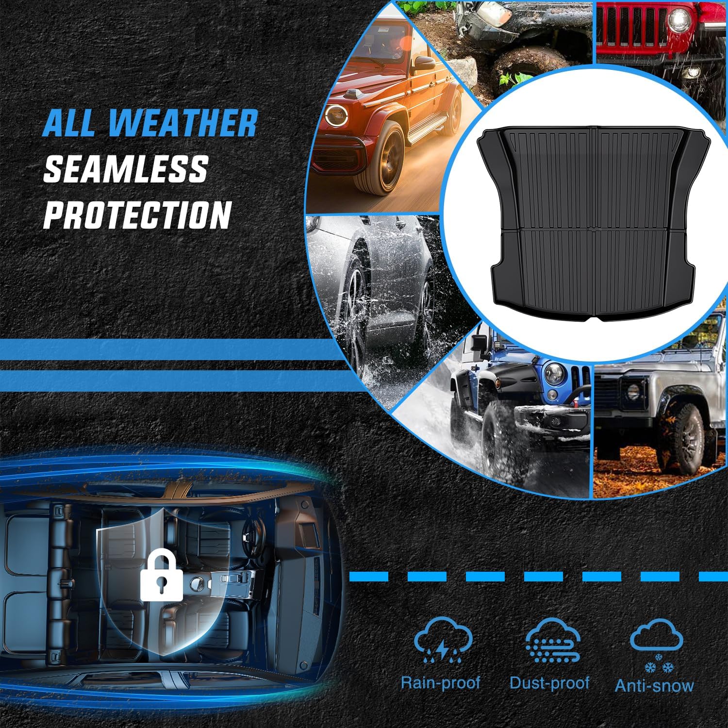 Nilight Cargo Mats for Tesla Model 3 2017 2018 2019 2020 2021 2022 2023,All Weather Protection Heavy Duty Cargo Liners