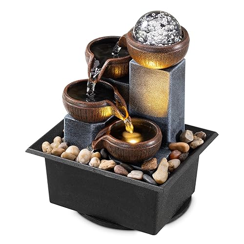 Tabletop Fountain 4 Level Tabletop Waterfall Indoor Meditation Fountain Office