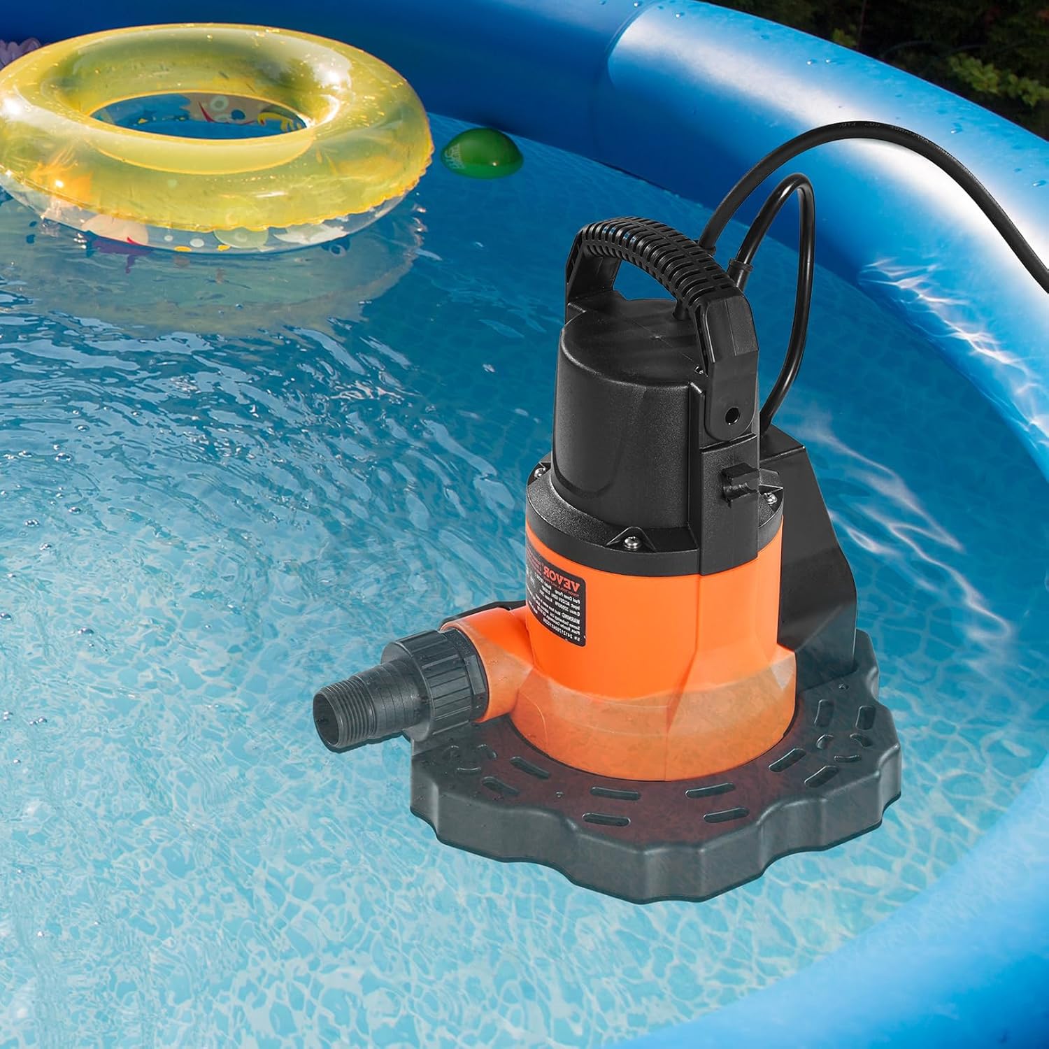VEVOR Winter Pool Cover Pump Automatic 3200GPH - Heavy Duty for Ice & Leaves Removal | 26ft Lift, IPX8 Waterproof w/33ft Cord & Rope | Fits Safety Inground Covers
