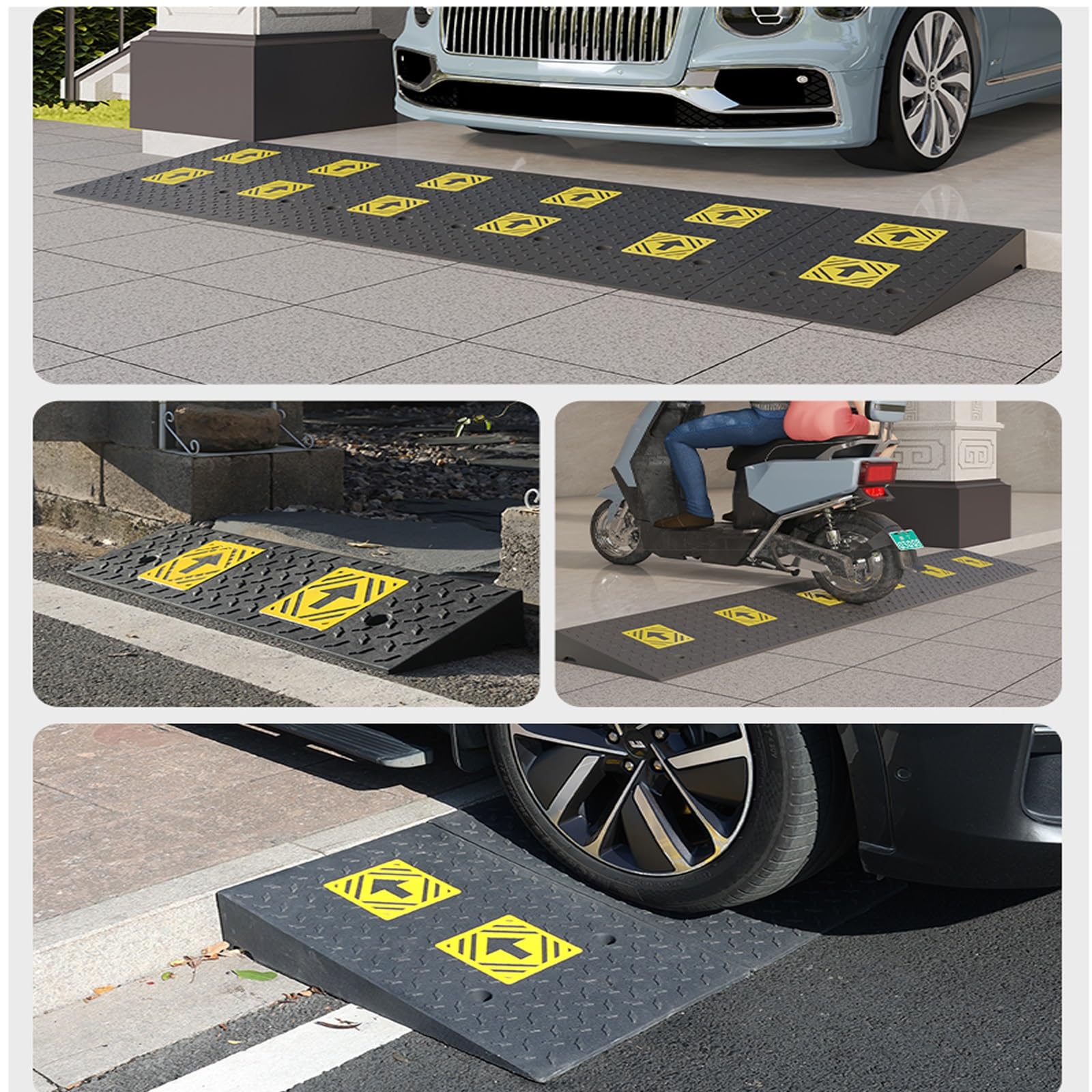 Antypoślizgowa gumowa rampa do schodów, wytrzymała stopka do domu, garażu, parkingu, szpitali, fabryk, centrów logistycznych (100 x 25 x 10 cm)