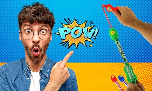 Miniatura 3 de JA-RU Sling Shot Rocket con sonido (1 juego de juguetes, 3 cohetes de espuma) Lanzador de banda de goma. Juguetes voladores de cohetes silbato.