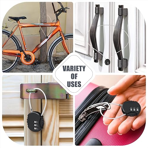Miniatura 6 de 6 cerraduras de cable con combinación de 3 dígitos, impermeable, para equipaje, viaje, para gimnasio, bicicleta, mochila, gabinete, 30 pulgadas,