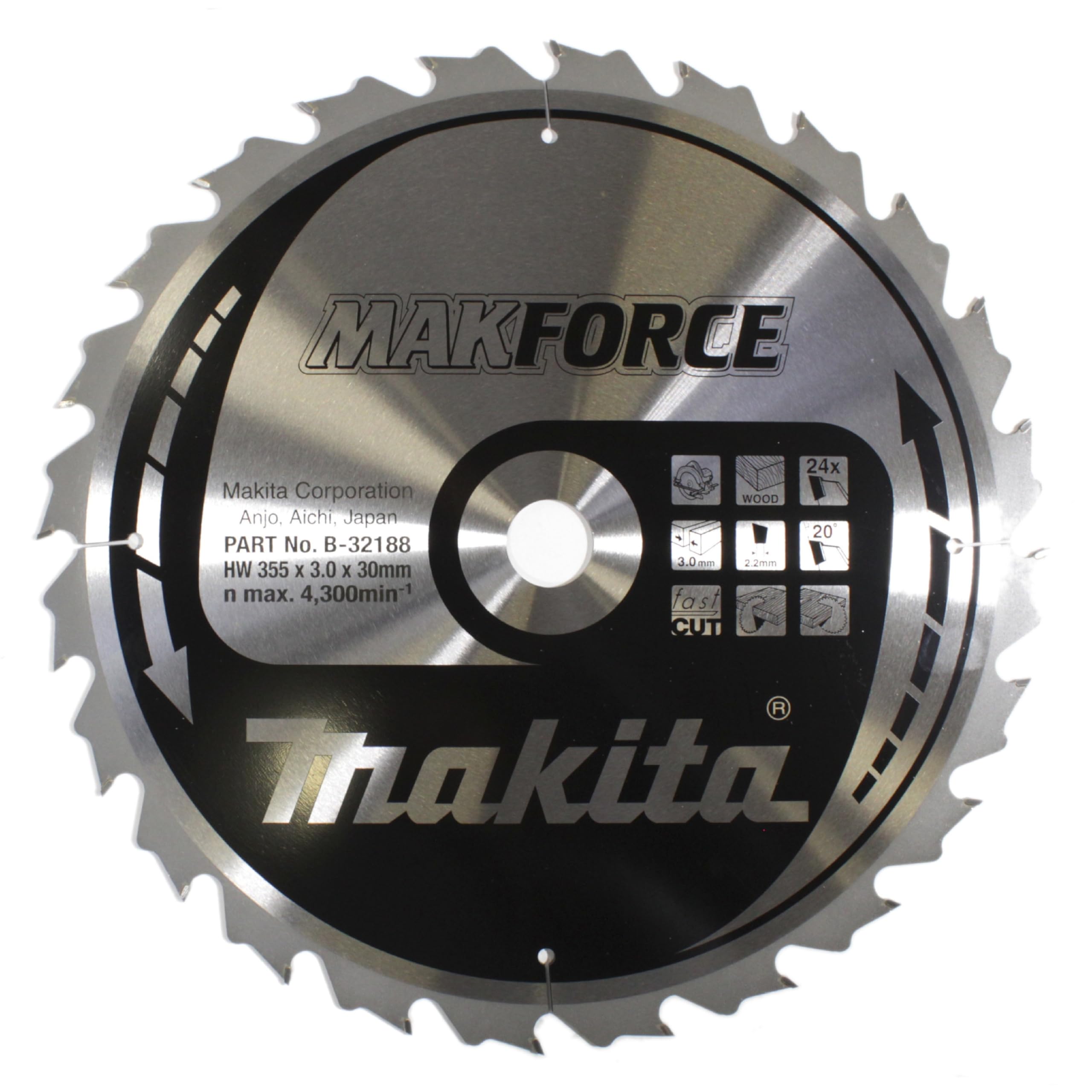 Makita MAKFORCE Circular Saw Blade for Wood Cutting 355mm 24T 30mm