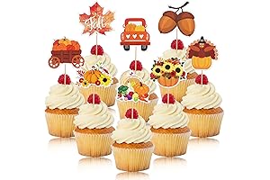 96 Pcs Fall Themed Thanksgiving Cupcake Toppers