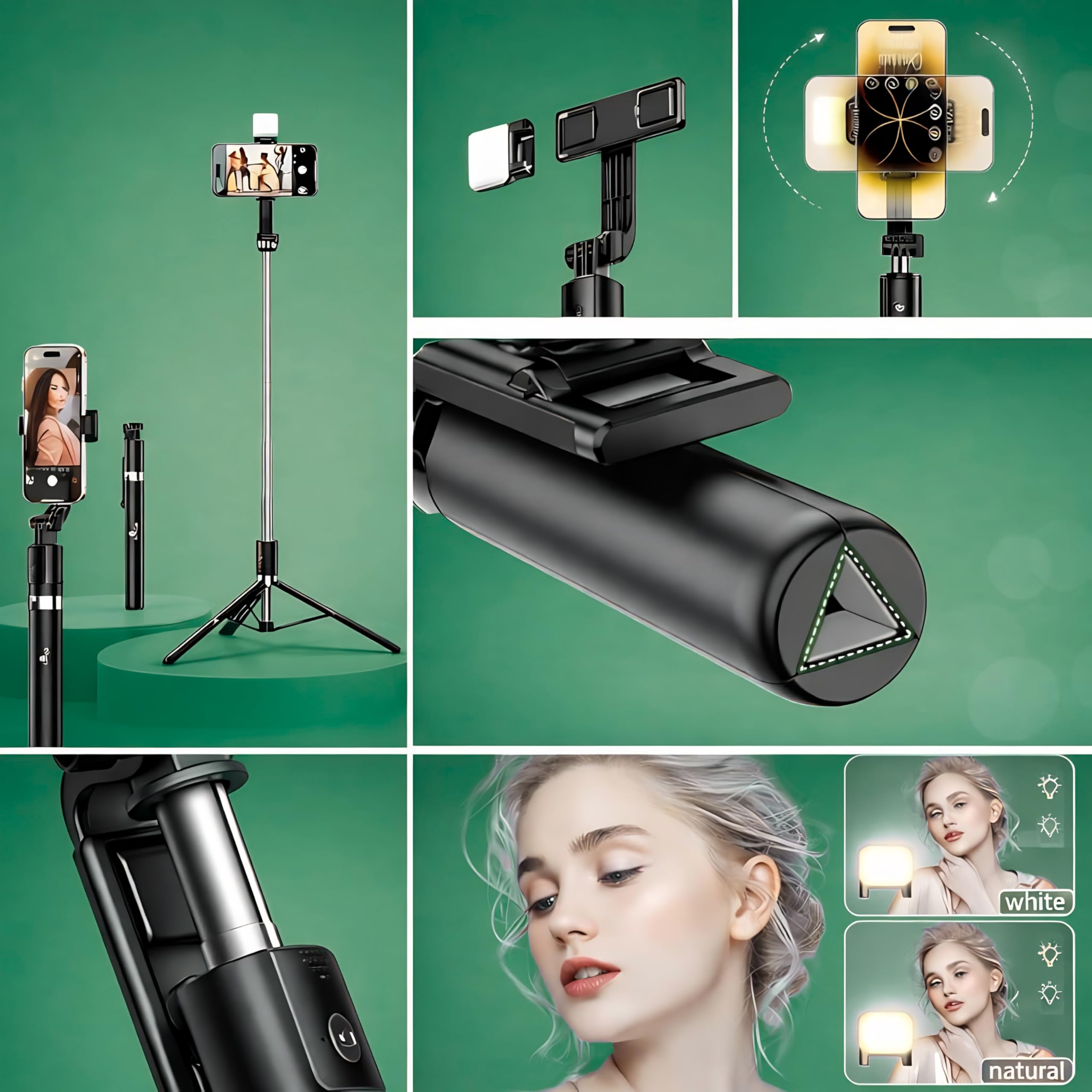 Selfie Light Stick with Tripod Stand 2.5 feet, 3 in 1 Multifunctional Design, Rechargable LED Light for Make up Selfie Vlogging & Photo Shoot Selfie Stick with Bluetooth Remote — Amazon image 7