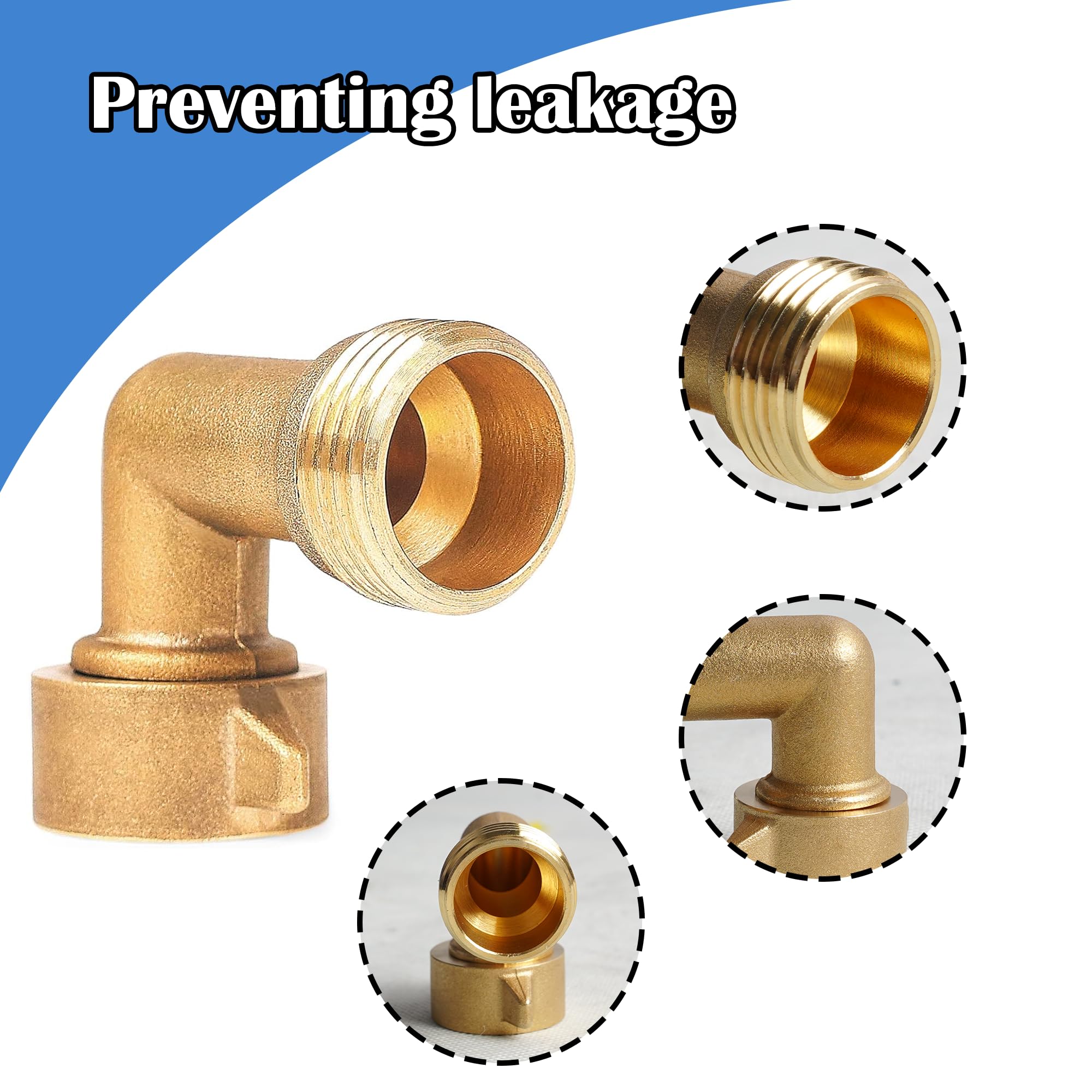 Lot De 2 Connecteurs De Tuyau D'arrosage à 90 Degrés, Adaptateurs Coudés En Laiton Massif De 1,9 Cm, Raccords En Laiton Massif, Accessoires De Camping-car Pour Robinet D'eau Extérieur Avec 2