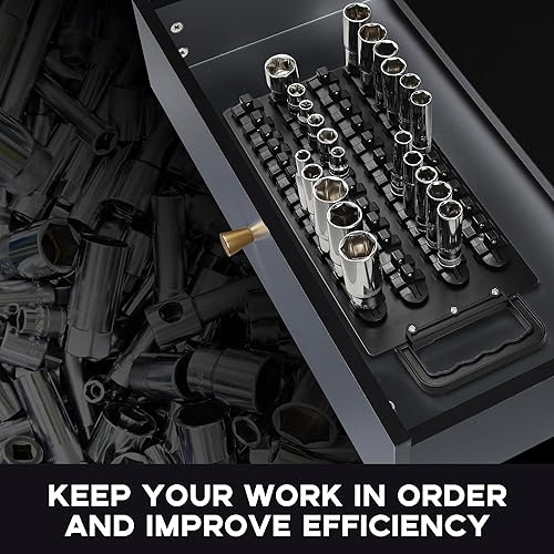 Miniatura 9 de Organizador de enchufes portátil de 48 piezas, bandeja de acero con asa, kit de soporte de enchufe resistente, clips negros de 38 pulgadas (1