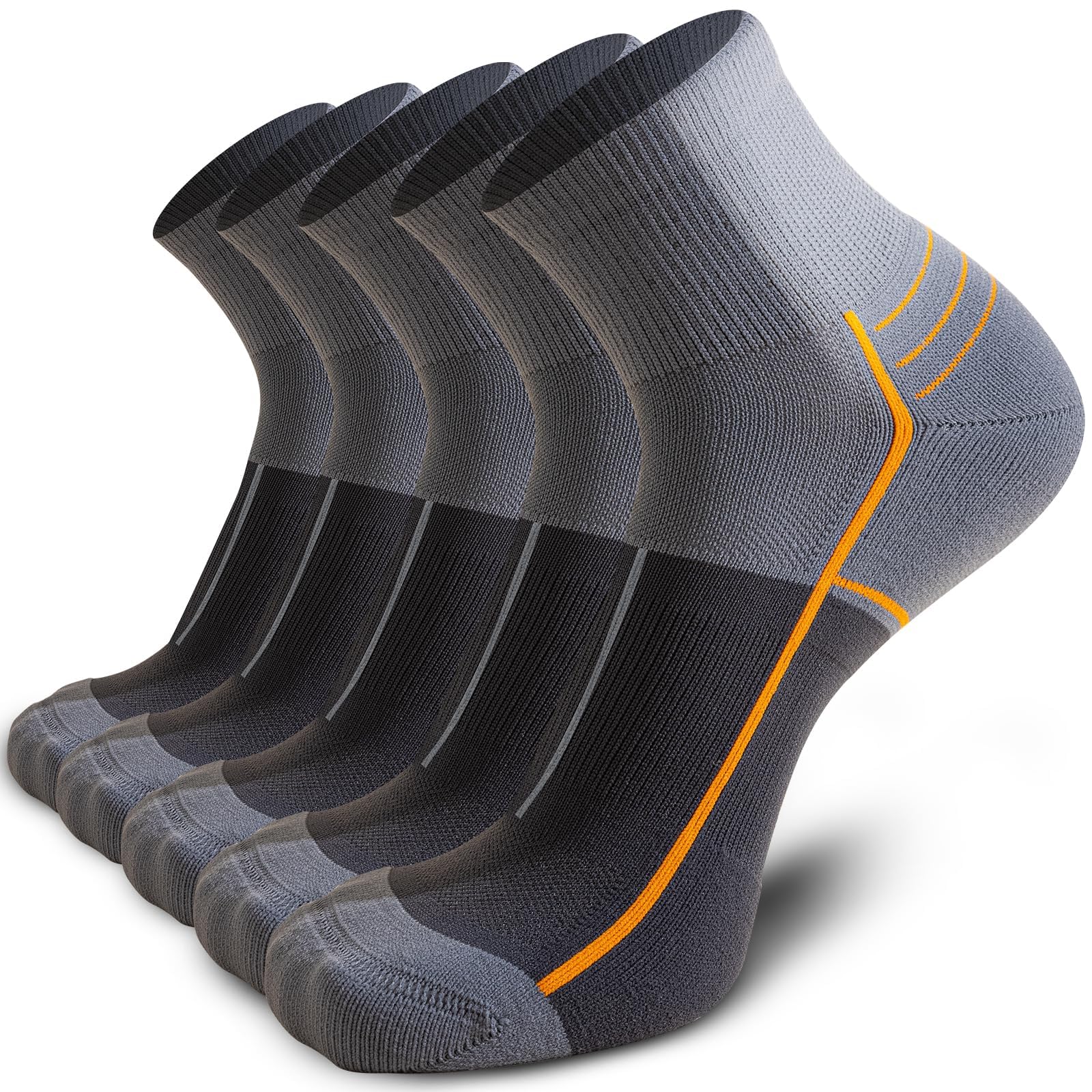 Running Socks, Lightweight Compression Quarter Sport Socks for Men Women Ladies, 5 Packs Comfort Cushioned Anti-Blister Trainer Ankle Socks for Running, Walking, Cycling, Gym, Tennis