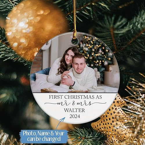 Miniatura 9 de Adorno de cerámica personalizado para la primera Navidad, regalo personalizado para bebé de parte de los padres, adorno de recuerdo de Navidad del