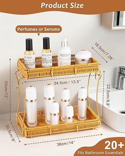 Miniatura 3 de REFLYING Organizador de baño, organizador de perfumes, organizador de maquillaje, estante de almacenamiento de cosméticos, bandeja de tocador,