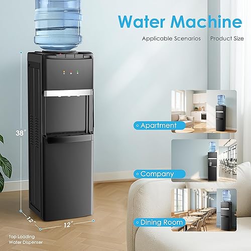 Miniatura 3 de Euhomy Enfriador de agua de carga superior para 5 galones, 3 ajustes de temperatura fríocalientecálido, bloqueo de seguridad para niños, dispensador